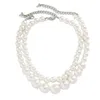 Choker 2 Pack -uttalande pärlor kedja halsband eleganta pärlor kort material för flickor dropship