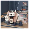 Children Kitchen Toys Coffee Machine Toy Set Simulation Food Bread Cake Pretend Play Shopping Cash Register For Kids 240104