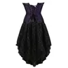 Casual klänningar vintage gotisk korsett sexig klänning kvinnor spets blommig broderi party midja cincher bustier asymmetrisk kjol