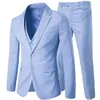 Blazer Vest Pants Business Gentleman 3 Suit Pieces Sets / Groom Wedding Classic Solid Slim Dress Men High End Jacket Trousers 240104
