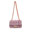 Knitting Bags for Women Woolen Handmade Woven Handbags with Chain Ladies Fashion Solid Color Square Crochet Bag