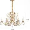 Lustres Suspension Or 6 Lumières K9 Lustre En Cristal Moderne Luxueux Bougie Lampe Suspendue Plafond Salon Éclairage Compatible