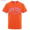 Męskie koszulki New York Brooklyn Pink City List T-shirts Man Casual Cotton T-Shirt Letni oddychanie odzieży TEE Casual Loose Male T Shirt T240105