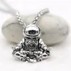 Collier pendentif astronaute méditation galaxie univers cosmique Spaceman rétro femmes hommes collier chaînes en acier corde en cuir véritable2619