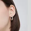 Hoop Earrings Huitan Geometric Shaped For Women Silver Color/Gold Color Daily Wear Stylish Girls Ear Trendy Jewelry