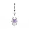 Chaveiros KFT Fatima Hamsa Chaveiro de Mão para Chaves de Carro Anel Natural Pedra Cabochão Cristal Chaveiros Acessórios Titular