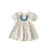 Girl Dresses Polka Dot Lace Girls Dress 2024 Summer Korean Childern O-Neck Pleated Casual Loose Kids Princess