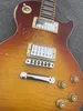 Electric Guitar Cherry Burst Chrom Parts No Pickguard HH Pickups U ShapeNeck Back Flame Grain Top Aged Painting