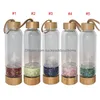 Water Bottles Portable Natural Crystal Glass Cup Gravel Energy Water Bottles Bamboo Er Kettle Outdoor Sports Cups Drop Delivery Home G Dhmx9