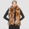 Bont Dames echt vossenbont vest zilvervossenbont vest 100% vossenbontjas winterwarmte mode Europese straatstijl