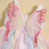 Flickaklänningar småbarn baby kläder fjärilsvingar klänning tyll tutu fairy prinsessa födelsedagsfest kläder