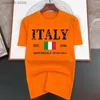 メンズTシャツレターイタリアメンズヒップホップTシャツ2023新しい夏の面白いマルチカラープリントコットン通気性ティートップスマンファッションTシャツT240105