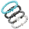 Charme Pulseiras 4 Pcs Europeus e Americanos Homens Mulheres Pulseiras Branco Turquesa Pedra Portátil