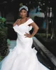 Eleganti sirenette da sposa a sirene più size dai abiti da sposa scollatura spalla spazzare treno tulle arruffato di tulle vestido de novi 407