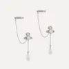 viviennely Westwoodly Silver Water Drops Long Sparkling Diamond Crystal Ear Studs Eor Clip 여성을위한 2 마리의 스타일 패션 이어링