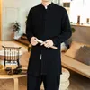 Ethnic Clothing Streetwear Thin Tang Suit Coat Men 2024 Mens Linen Jacket Black Long Male Hanfu Chinese Style Robe Harujuku Wind Breaker
