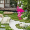 Decorazioni da giardino Decorazione da esterno Cortile in metallo Arte Bellissimo fenicottero rosa Decorazioni per prato Palo Paesaggio Cortile Via Ornamento