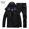 Trvlwego Winter Ski Suit MEN風型防水スノーボードジャケットとパンツ屋外スーパーウォーム2インチ1サーマルフリーススノーコート240104