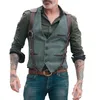 Gilets pour hommes à chevrons hommes gilet marron gilet homme veste Steampunk rayé Tweed col en V Slim Fit Gilet vêtements de mariage 240104