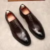 Top en cuir de vache hommes robe à lacets à la main Oxford classique Oxfords bout pointu fête chaussures formelles pour Y