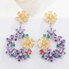 Collares Beaqueen Romántico Gran Flor Gota Púrpura Cristal Pendientes Largos para Mujeres Declaración Corazón Oval Redondo Cuadrado Cz Joyería Del Oído E294