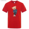 Men's T-Shirts Gentleman Mr. Teddy Bear Nice Guy Prints Men Short Sleeve Street Cotton T-Shirts Loose Oversized Clothing Casual Breathable Tees T240105