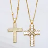 Pendant Necklaces Fashion Crystal Cross Necklace For Women Christian Jesus Gold Color Beads Lucky Amulet Jewelry Nkea053