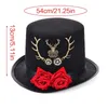 Baskar Steampunk Flat Top Hat For Women Män med Gear Rose Halloween Cosplay Party Costum Cap Gothic Vintage Accessory