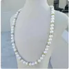 Collier de perles blanches naturelles rondes des mers du Sud, 20 AAA, 89mm, or 14 carats, 240106