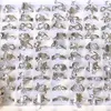 Anneaux de bande 30/50 PCS / Lot Modèle à coupe plate mélangée avec un anneau en acier inoxydable zircon pour les bijoux de mariage pour hommes et femmes GIED GIED240105