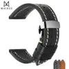 Maikes Luxury äkta kalvskinn läder Watchband 18mm 20mm 22mm 24mm Watch Straps Armband Butterfly Buckle Business Band 240106