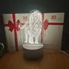 3D Лев Дизайн Ночной Свет Монохромный Теплый Свет Кнопка Переключения
