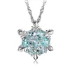 Collares colgantes 2024 Charm Vintage Lady Blue Crystal Snowflake Zircon colgantes de flores joyería para mujeres niñas regalo Dropship