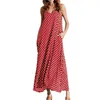 Casual Dresses Dress for Plat Women Women's Summer V-ringning Polka Dot Print ärmlös stor storlek lång