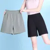 Shorts pour femmes grande taille 4XL dame jambe large coton lin femmes 2024 été mince taille élastique lâche femme pantalon seul décontracté KN199