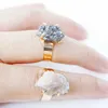 Bandringen onregelmatige druzy quartz ring kristallen cluster verstelbare vinger sieraden voor vrouwen en meidenl240105