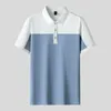 Herren-Poloshirts, Polo-T-Shirt für Herren, Hemd aus Baumwolle, Business-Oberteile, Herren-Patchwork-Hemden, kurzärmelige Kleidung, Eisseide, modisch