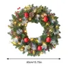 Couronne de noël à fleurs décoratives, avec éclairage Led, pour décoration de cour, porte d'entrée, cheminée, bibliothèque, arrière-cour