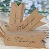 100PCS Wedding Kraft Paper Thank You Tags Brown White 2x7cm Wedding Gift Flag Tags Twines DIY Supplies227y