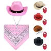 Hundkläder Pet Cowboy Hat Scarf Set Stylish Western Costume Justerbar Funny Halloween för små medelstora hundar