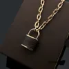 Designer Necklace 2024 New V Pendant Luxury Lock Head Aging Leather Thick Women's High Quality 18k Gold Gift