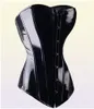 Sexy schwarze PVC Overbust Corset Steampunk Basque Dessous Top Goth Rock Korsett sexy Leder Taillentrainer Korsett für Frauen Y111925370277