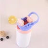 Voorraad sublimatie mokken Blanks Kids Tumbler Babyfles Sippy Cups 12 OZ witte waterfles met rietje en draagbaar deksel 5 kleuren deksels Pri Lucf