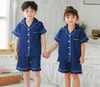 Dzieci detaliczne Silk piżama letnia piżama dla dziewcząt dzieci piżama giosy chłopcy sleep odzież dziecięca dzieci Pajama Set3576059