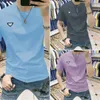 T-shirt girocollo a maniche corte con logo triangolo stampato T-shirt classica casual girocollo in cotone da uomo