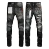 Jeans da uomo viola Designer Fashion Bikers strappati in difficoltà da donna High Street Brand Patch Hole Denim Cargo per uomo Pantaloni neri Ascrx EOYJ