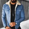 Jeansjacke Verdickt Männer Nachahmung Lammwolle Einfarbig Herbst Winter Warm Lose Bequem Modisch Street Style 240105