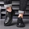 Classic Retro Round Head Mens Casual Driving Oxford Genuine Leather Party Shoes Men's Thick Soled Business Dating Loafers 240106