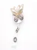 30pcslot Fashion Rhinestone pearl beautiful butterfly Retractable animal ID Badge Holder reel for giftparty4318933