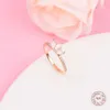 Bandringar 2022 Nytt i 925 Sterling Silver Rose Gold Sparkling Herbarium Cluster Rings for Women Wedding Engagement Ring Fine Jewelry Baguel240105